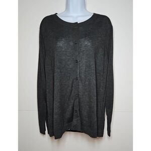 LOFT Women's Gray Button Front Long Sleeve Lightweight Cardigan Size 16 NWT